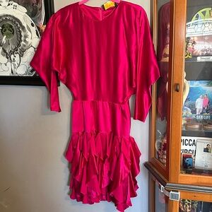 St. Gillian Silk’s Magenta Formal Dress with Ruffles